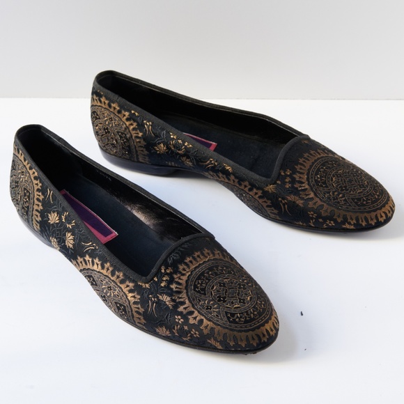 80s - SUSAN BENNIS - WARREN EDWARDS - Loafer - Men's - 9.5 - BLK - Silk